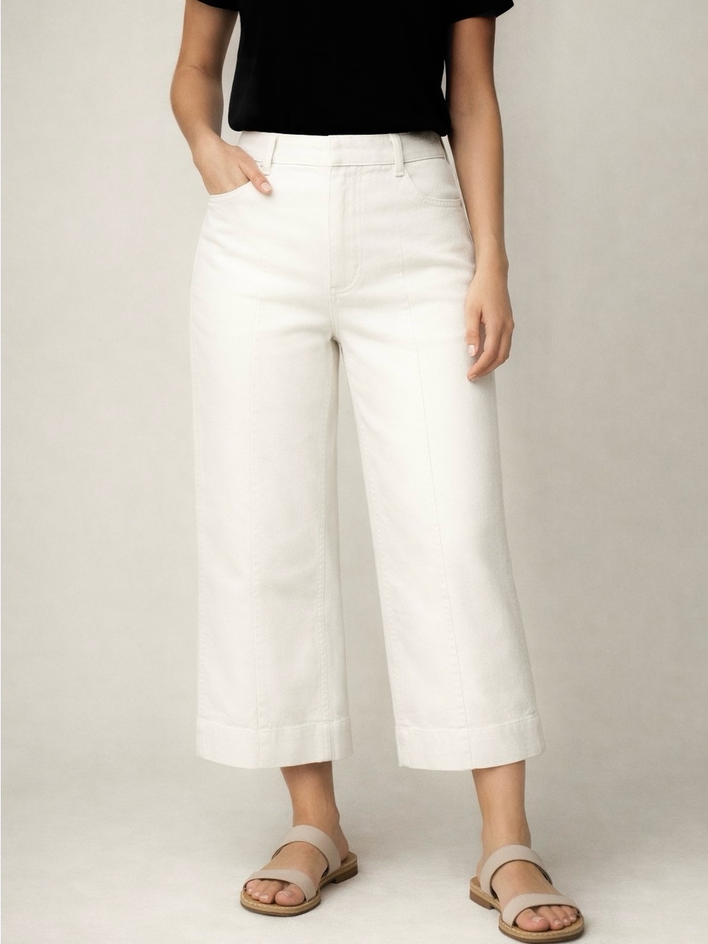 Pilcro Anthropologie White Crop Jeans | Size 34 | Straight Leg | Clean Minimal